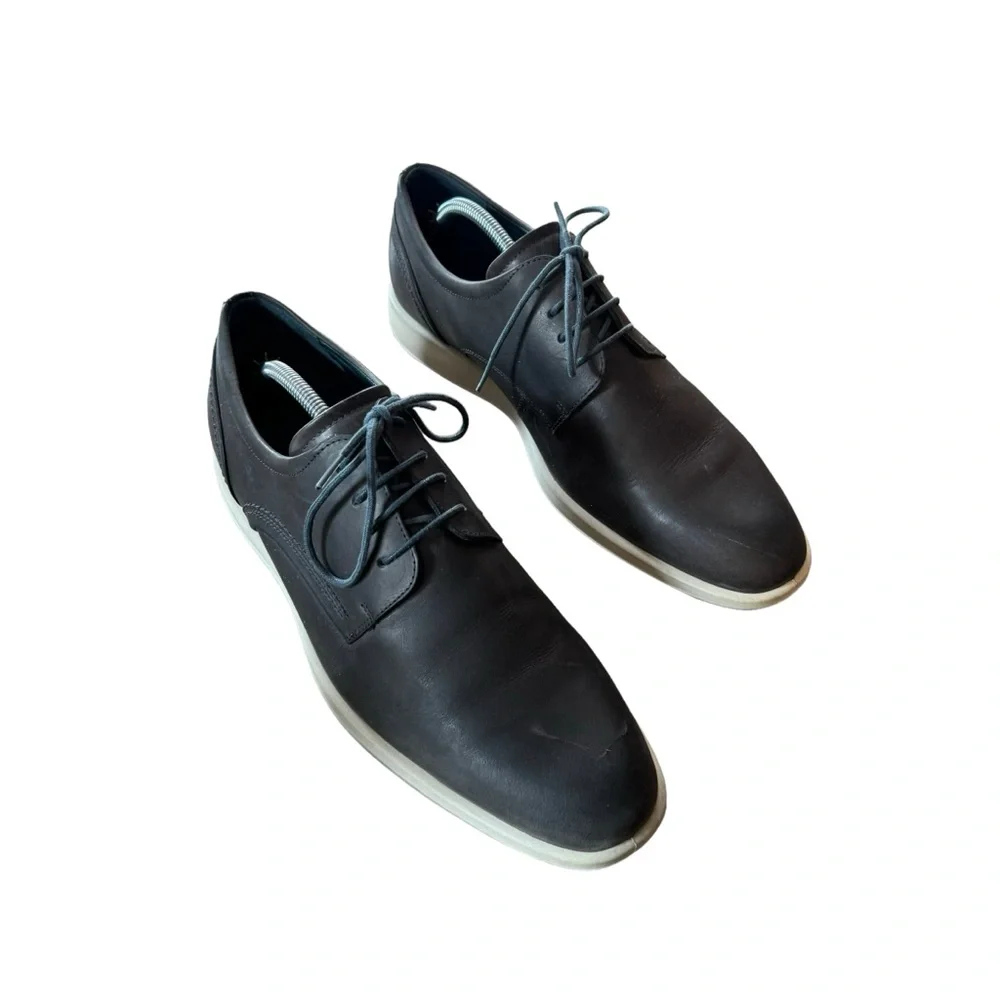 Men’s Ecco Size 44 (US Size 10) Gray Leather Lace Up Oxfords Shoes